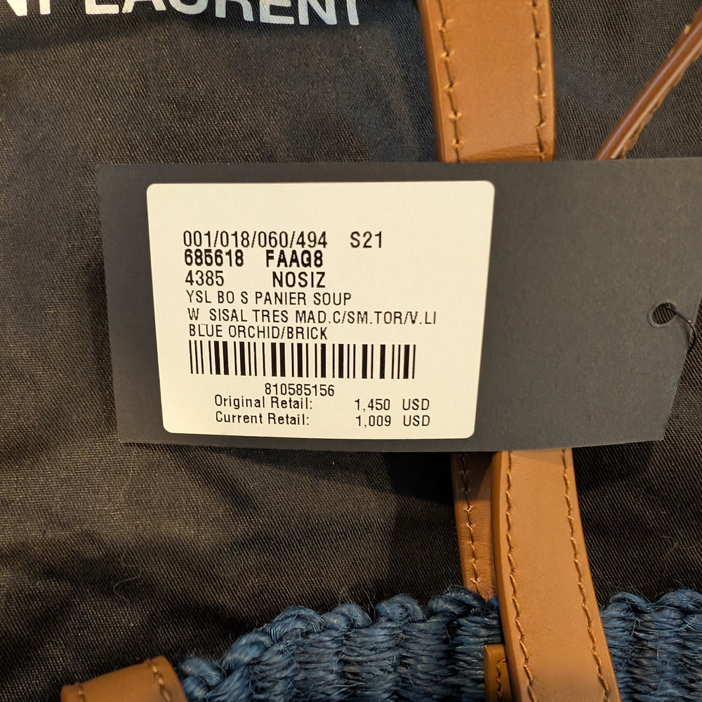 Saint Laurent Blue and Tan Tote Bag - Picture 2 of 4